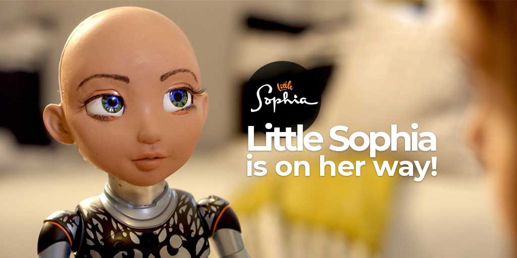 'Little Sophia' small robot with a humanlike face and human facial